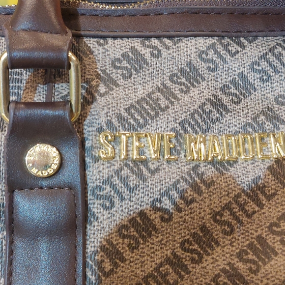Steve Madden Brown and Tan Logo Briefcase - Picture 2 of 7